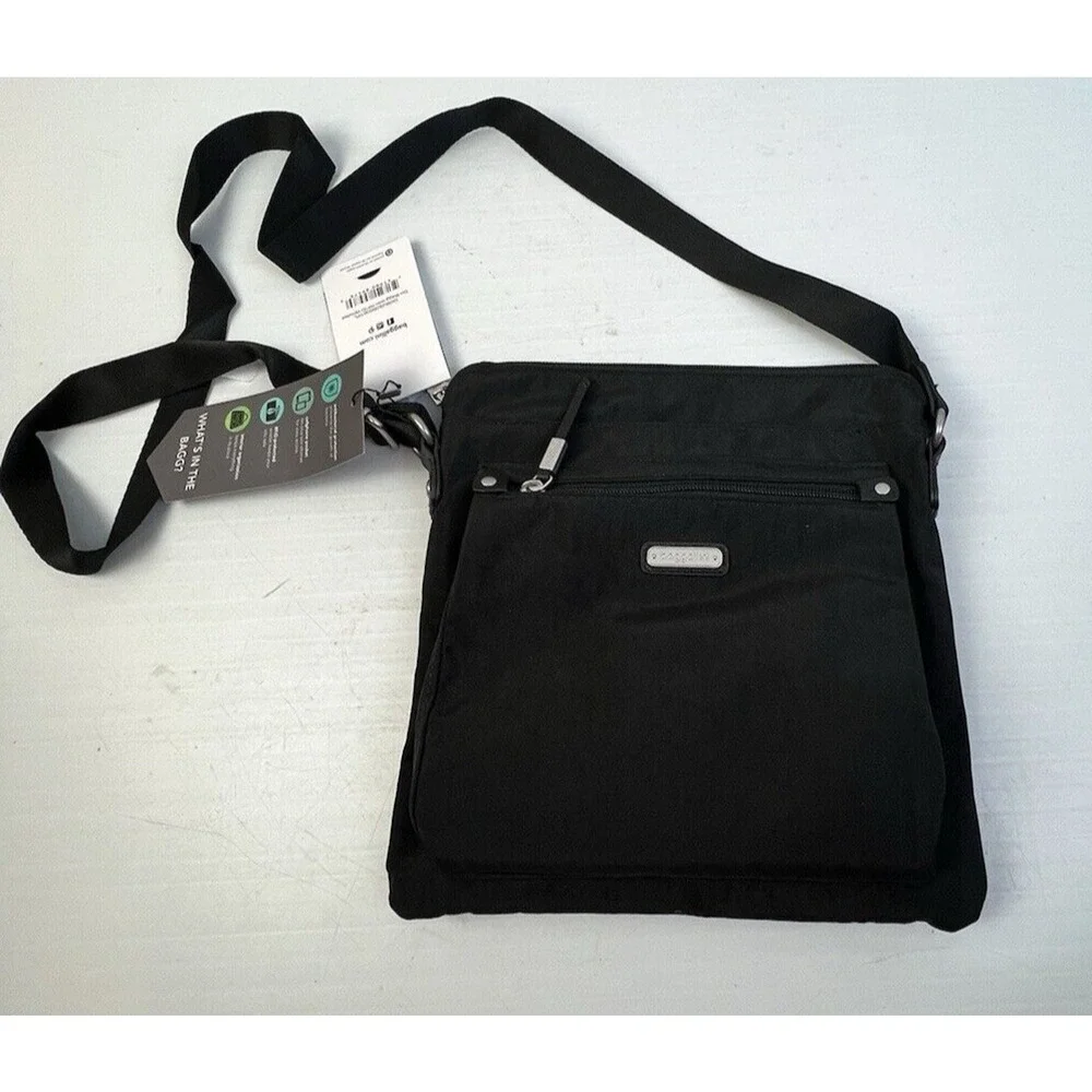 baggallini Crossbody Bag Black RFID Protection Organization Antibacterial Pocket
